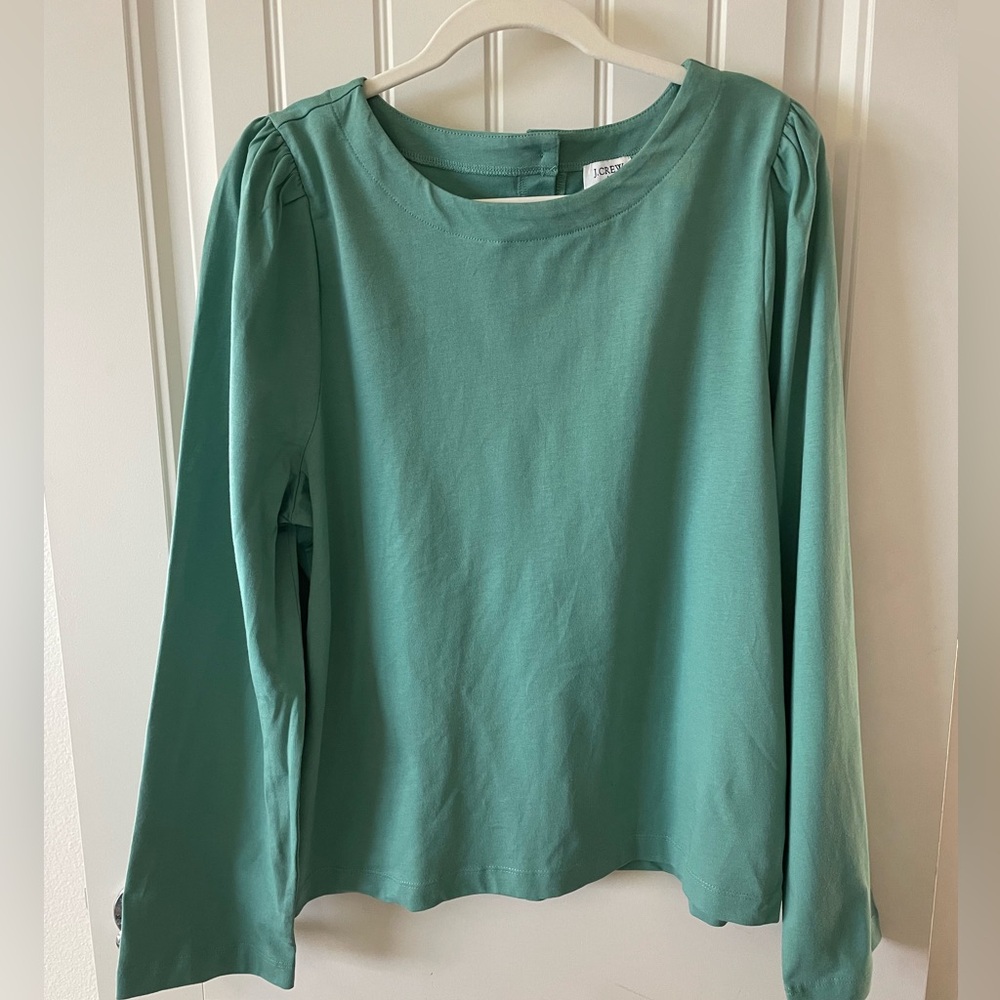 J. Crew Puff Sleeve Button Back Top